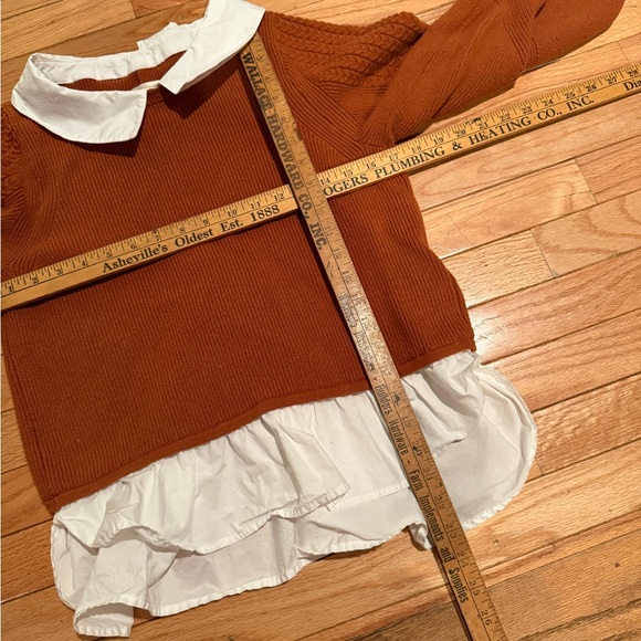 Women's Brown Sweater with White Collar buttons up back twofer size large - Picture 6 of 6